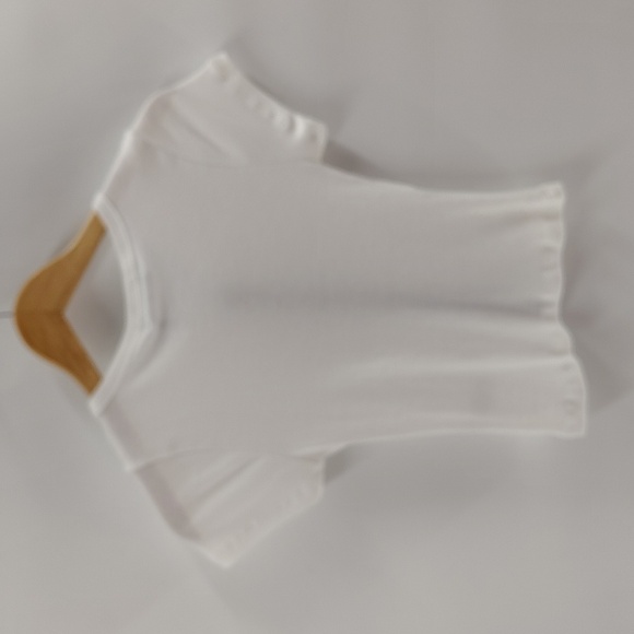 Daydreamer Hook Eye Cropped Tee White Black Size Large Short Sleeve Stretch - Picture 10 of 10